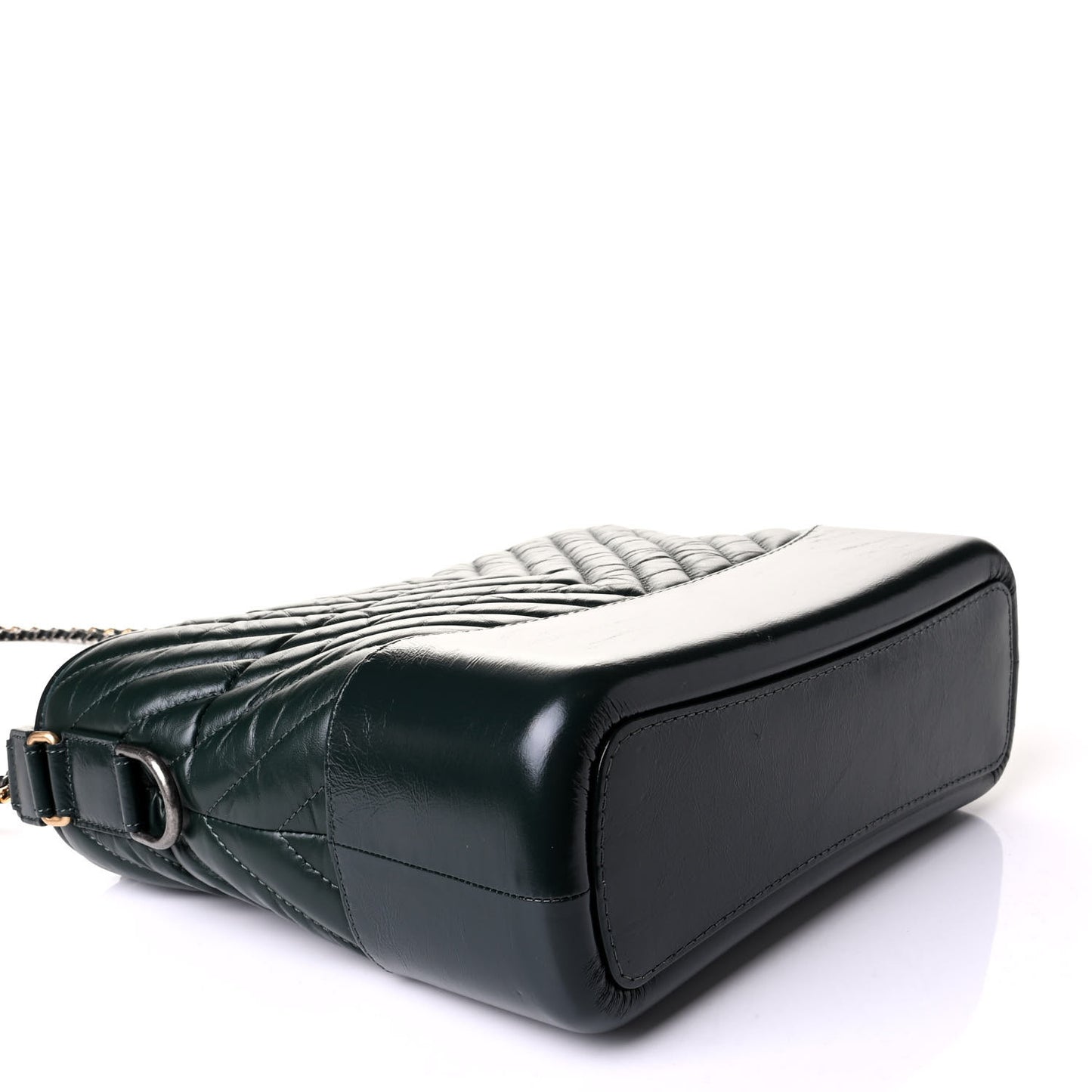 Aged Calfskin Chevron Quilted Medium Gabrielle Hobo Green