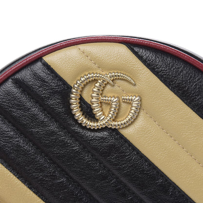 Gucci Azalea Calfskin Matelasse Diagonal Patchwork Mini Torchon GG Marmont Round Shoulder Bag Black Beige Romantic Cerise 8 of 11