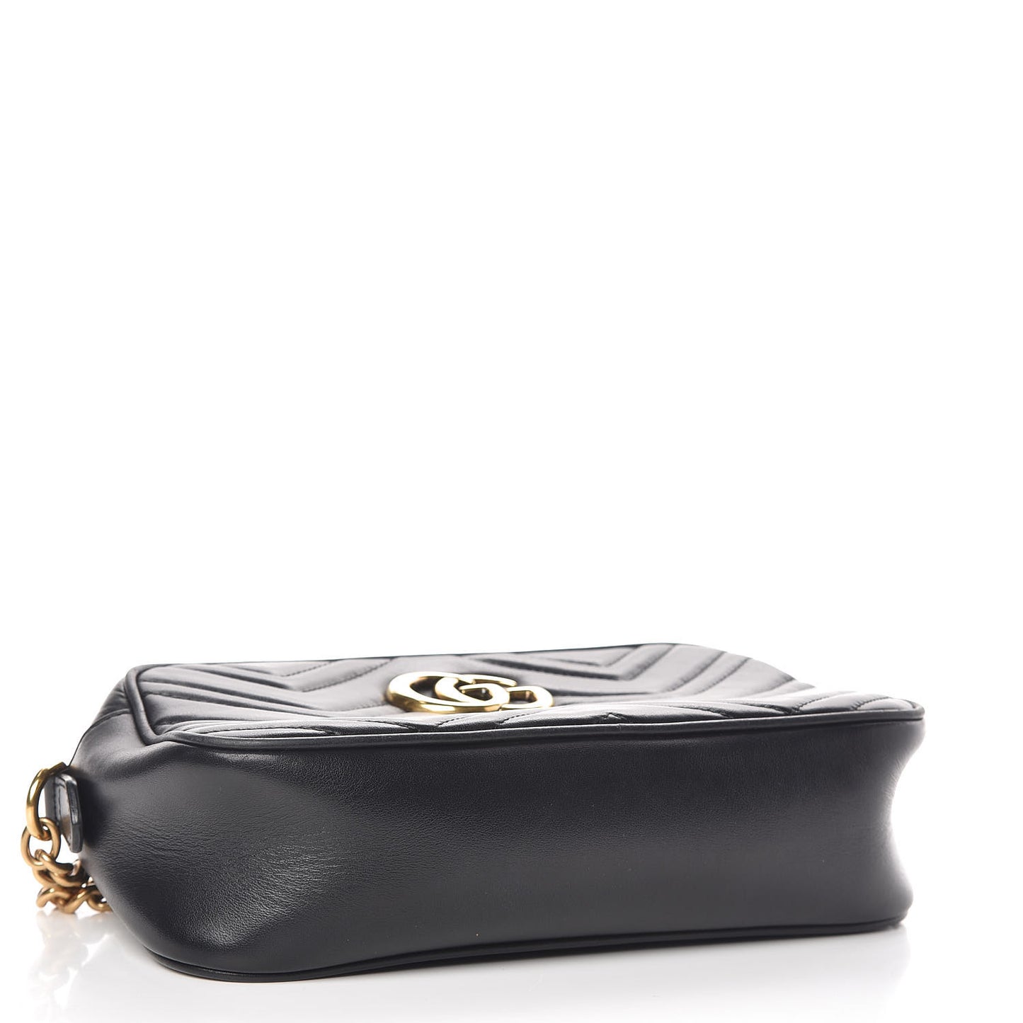 Calfskin Matelasse Small GG Marmont Chain Shoulder Bag Black