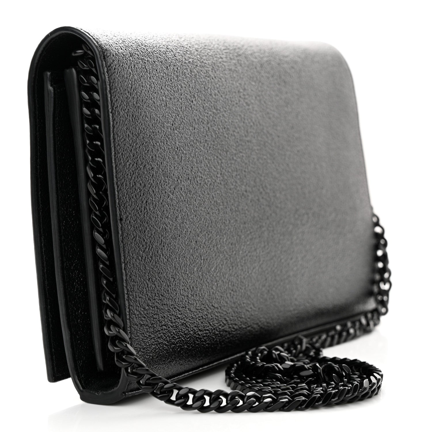 Saint Laurent Grain De Poudre Monogram Chain Wallet Black 3 of 13