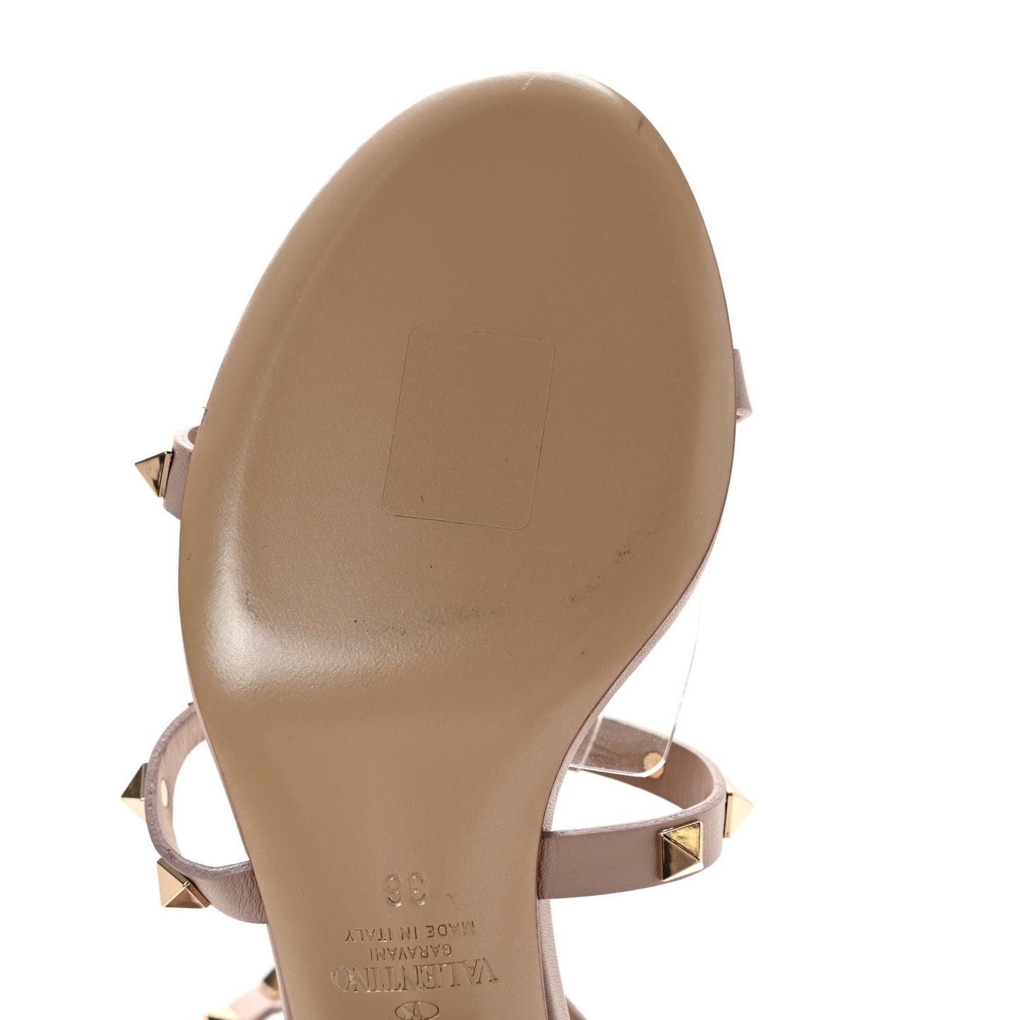 Calfskin Rockstud 60mm City Sandals 36 Poudre