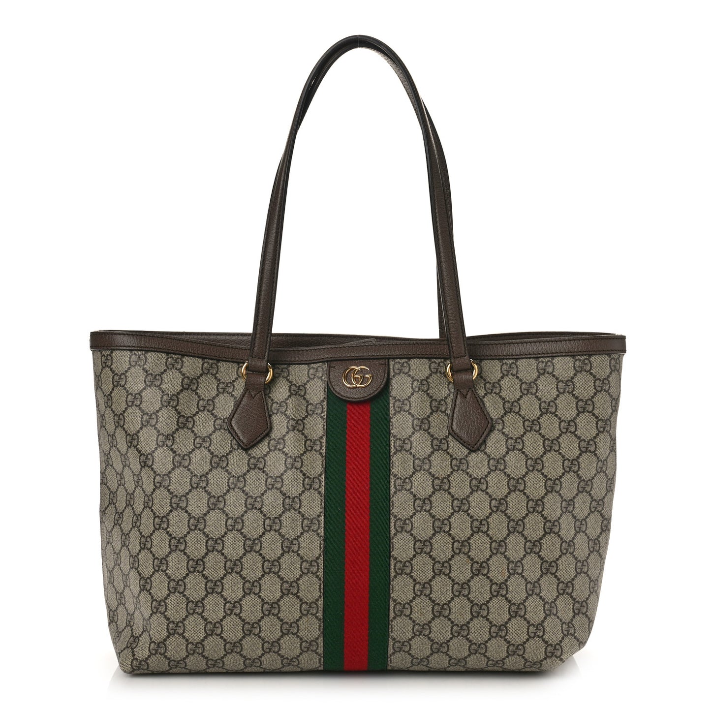GG Supreme Monogram Medium Ophidia Shopping Tote Brown