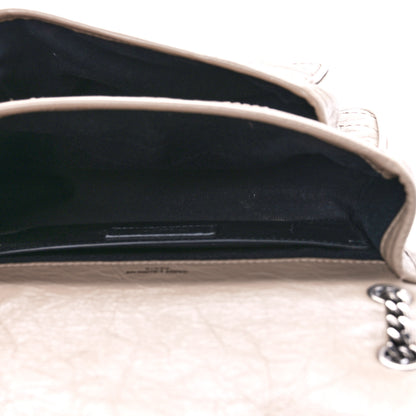 Saint Laurent Crinkled Calfskin Matelasse Monogram Baby Niki Chain Satchel Light Taupe 5 of 8