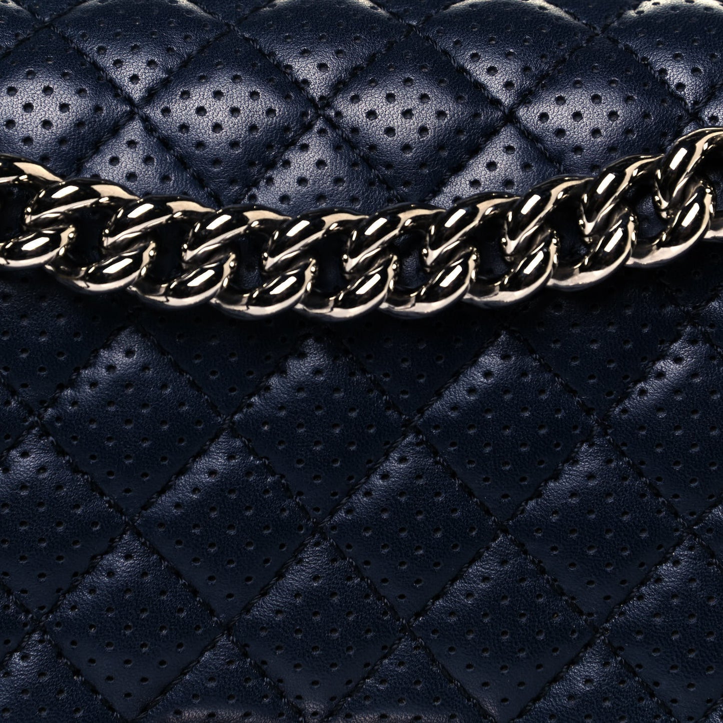 Lambskin Perforated Medium Boy Flap Navy