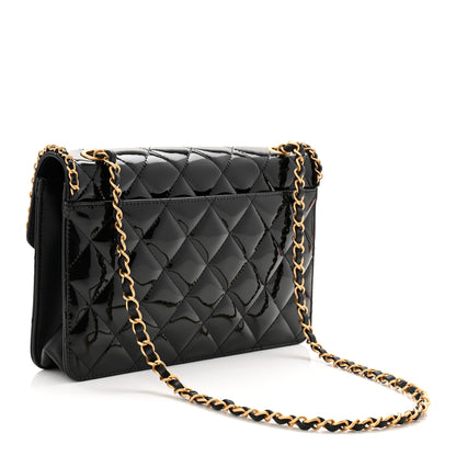 Chanel Patent Quilted Chain Around Heart Flap Black 3 of 11