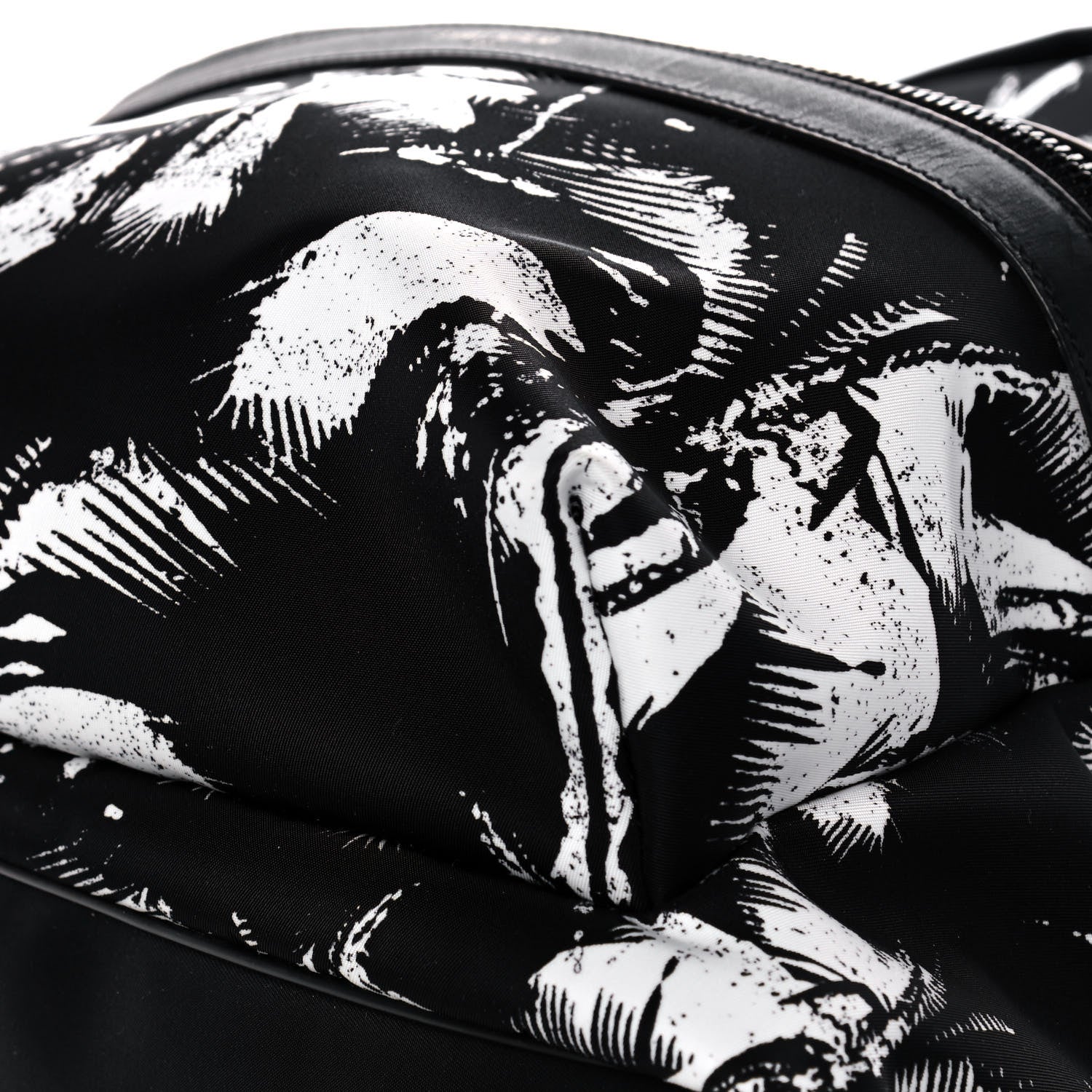 Saint Laurent Canvas Palm Tree City Backpack Black White 9 of 13