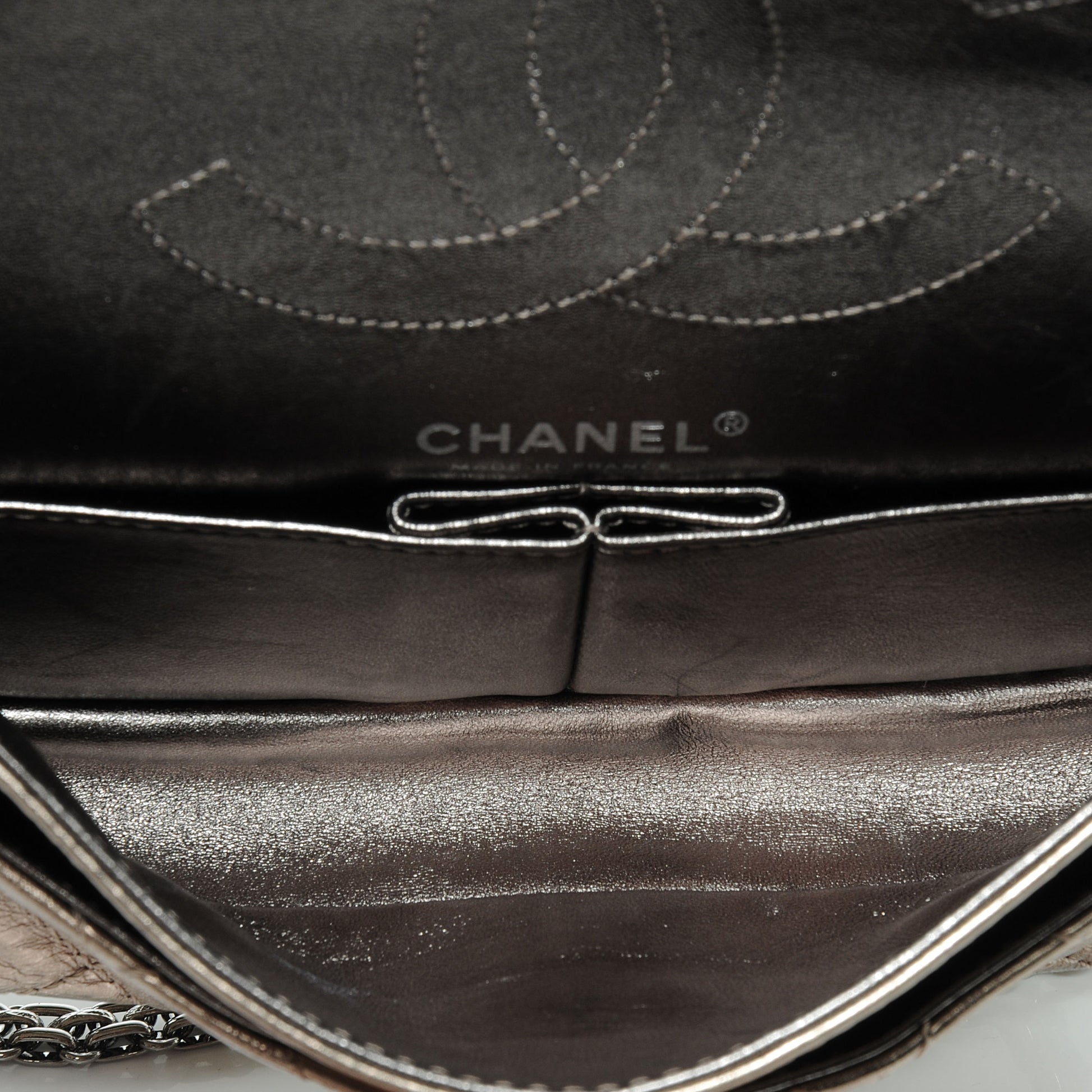 Chanel Aged Calfskin 2.55 Reissue 225 Flap Metallic Dark Silver 7 of 7