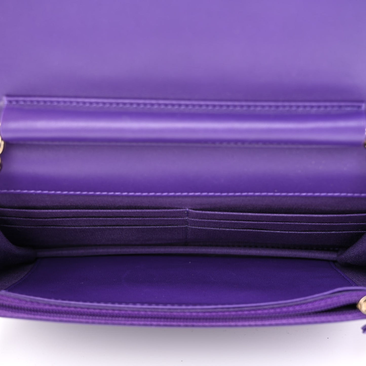 Lambskin Quilted Boy Wallet On Chain WOC Purple