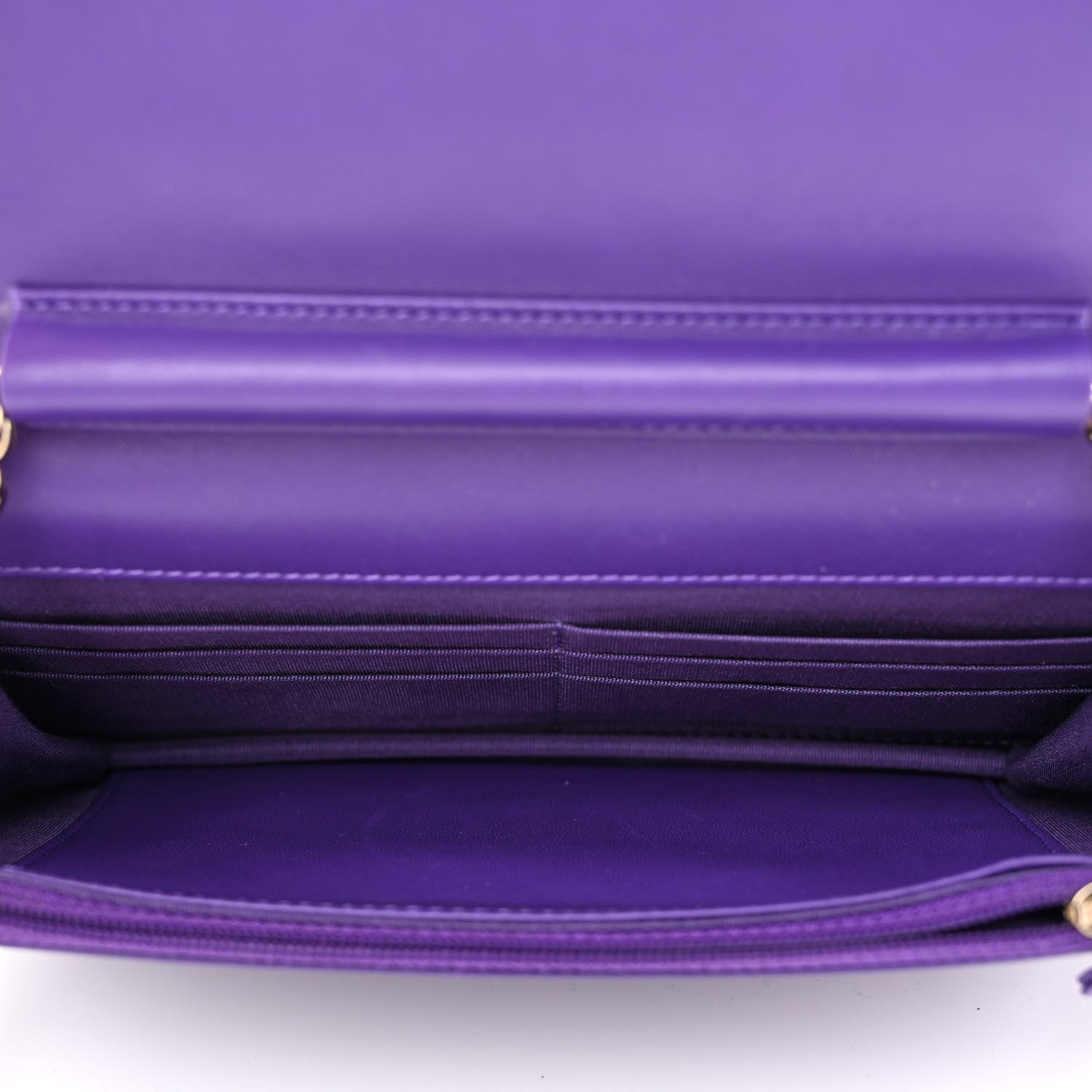 Chanel Lambskin Quilted Boy Wallet On Chain WOC Purple 5 of 13