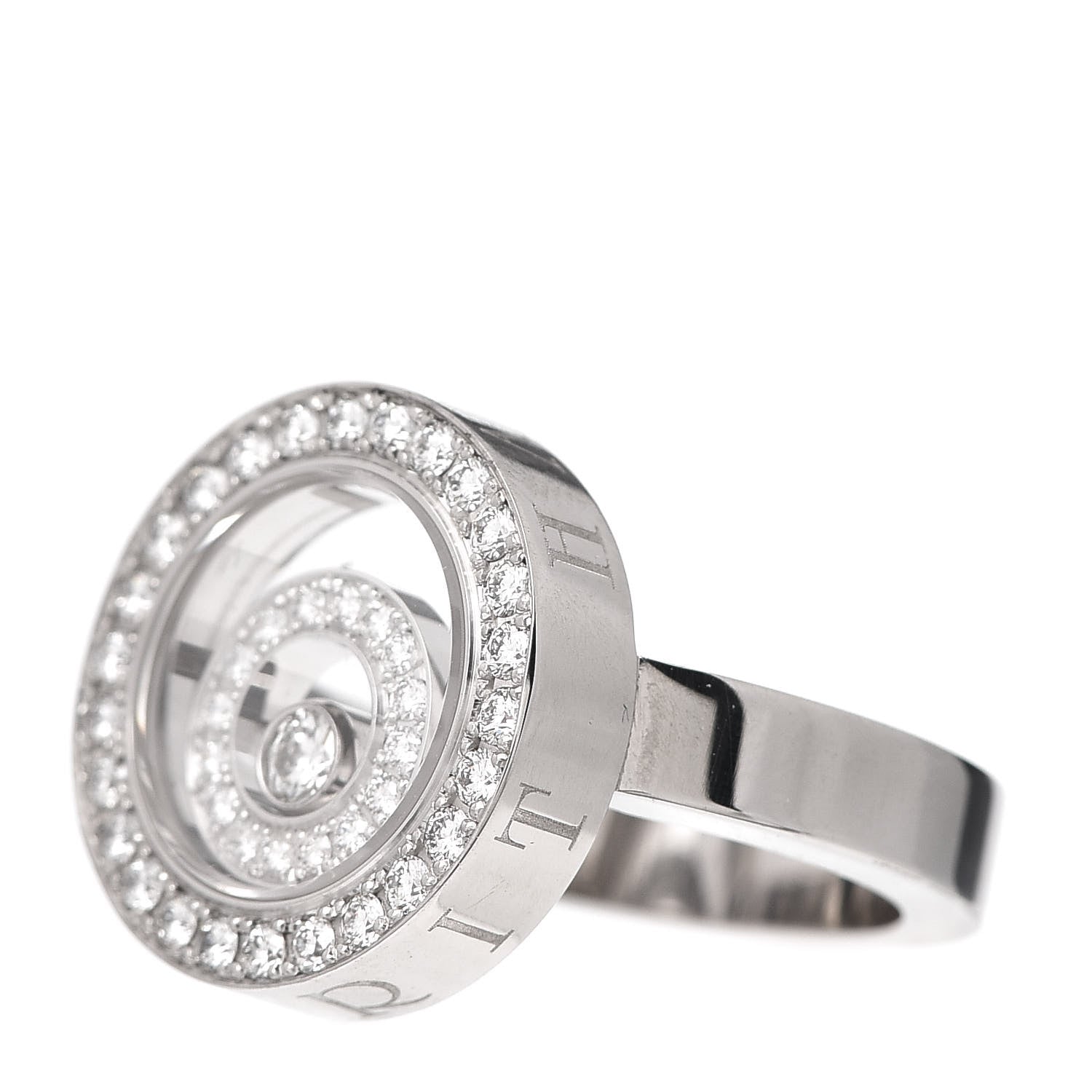 Chopard 18K White Gold Diamond Happy Spirit Ring 54 6.75 3 of 4