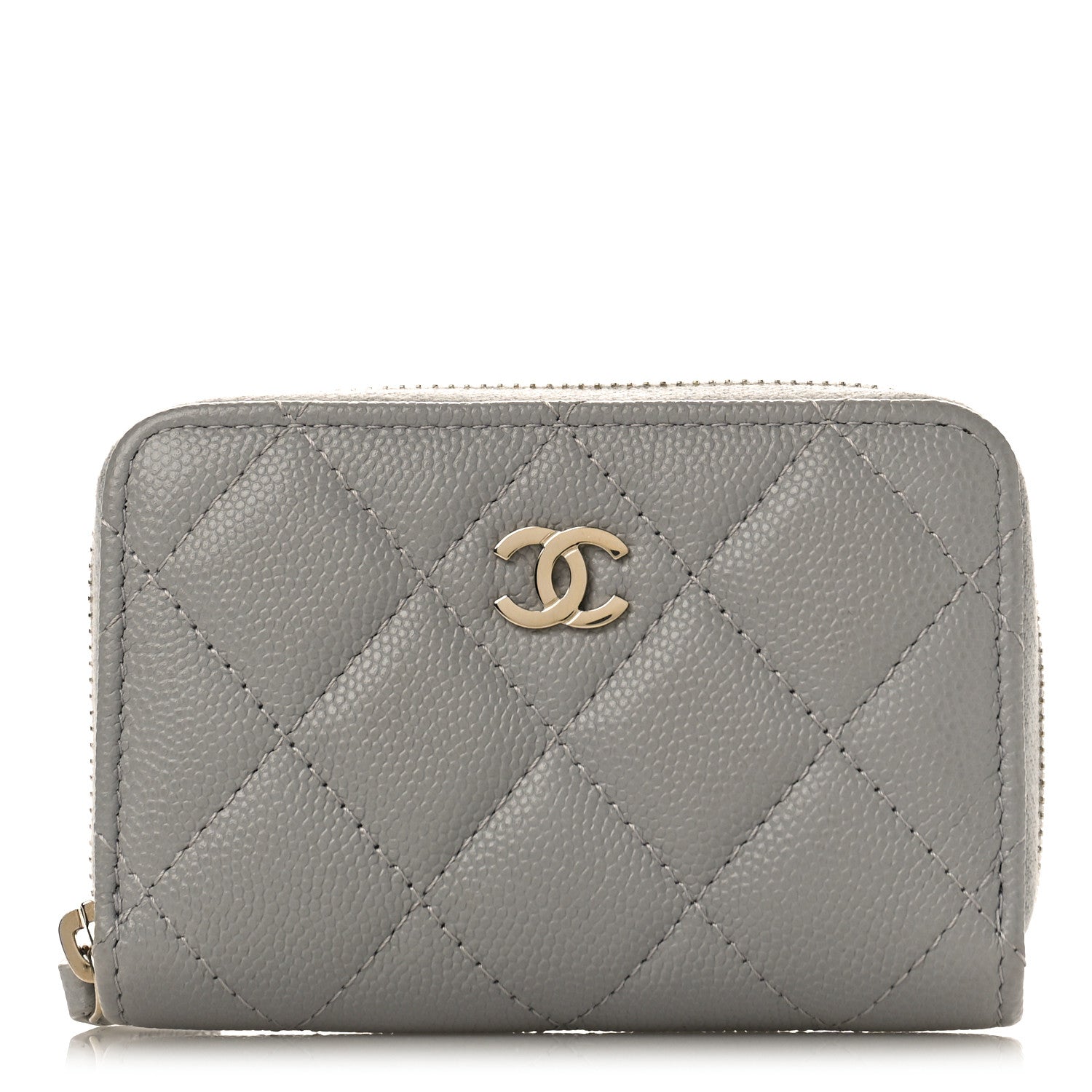 Chanel Caviar Quilted Zip Coin Purse Grey 1 of 10