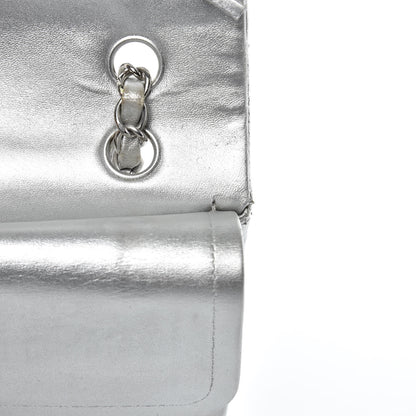 Chanel Metallic Lambskin Quilted Medium Double Flap Silver 10 of 15