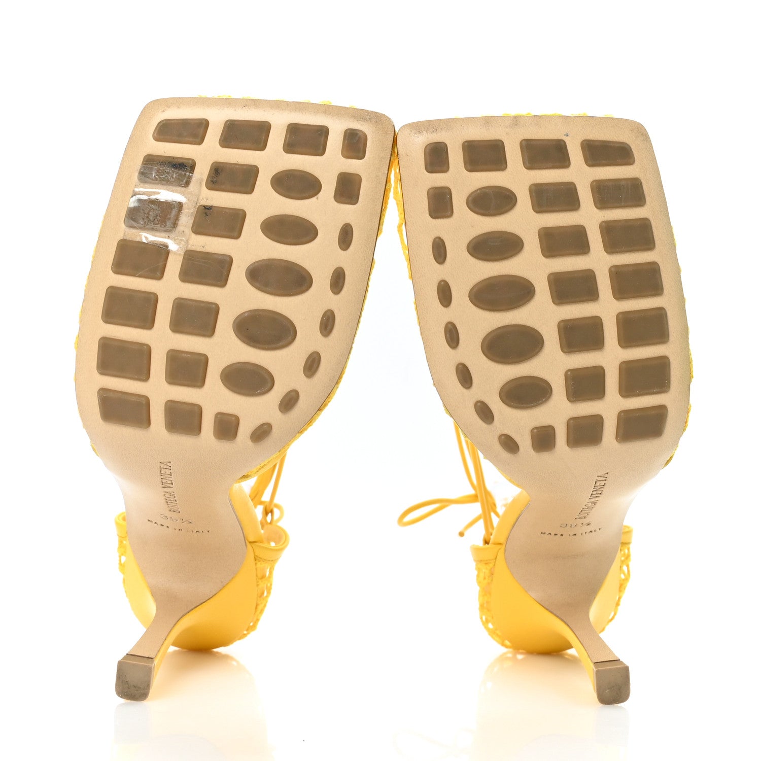 Bottega Veneta Mesh Nappa Stretch Ankle Tie Sandals 39.5 Egg Yolk 5 of 7