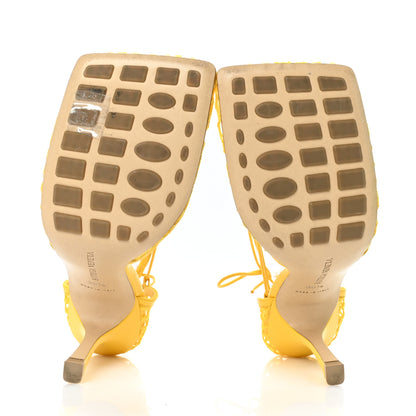 Bottega Veneta Mesh Nappa Stretch Ankle Tie Sandals 39.5 Egg Yolk 5 of 7