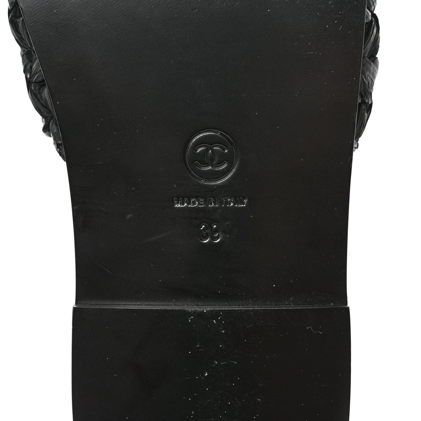 Raffia Crystal CC Mules Sandals 39 Black