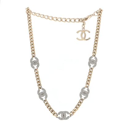 Chanel Crystal Chain CC Link Choker Gold Silver 3 of 4