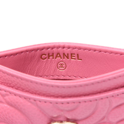 Chanel Caviar Camellia Embossed Card Holder Pink 10 of 14