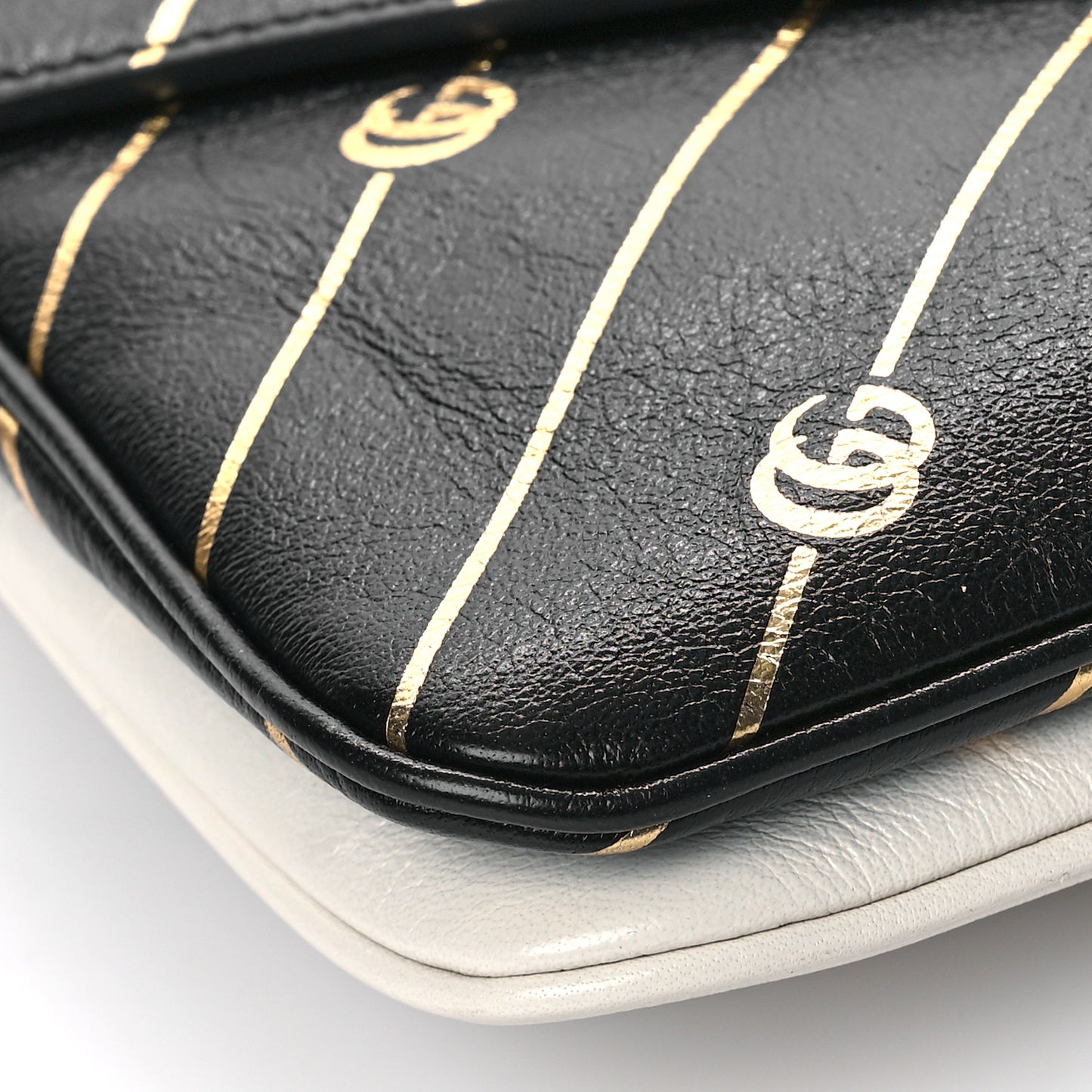 Calfskin Diagonal GG Medium Thiara Double Envelope Shoulder Bag Black White