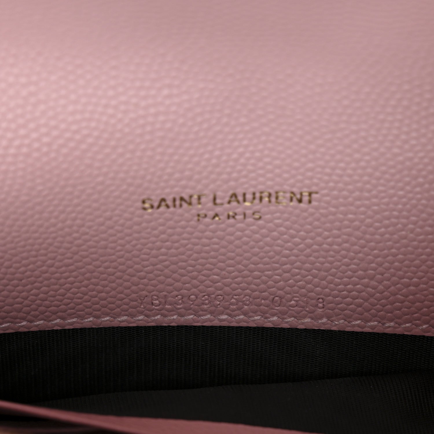 Saint Laurent Grain De Poudre Matelasse Chevron Monogram Envelope Chain Wallet Tender Pink 7 of 11
