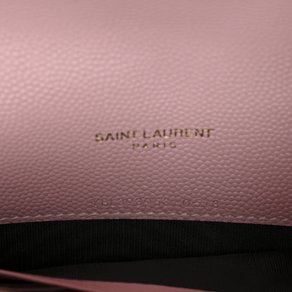 Saint Laurent Grain De Poudre Matelasse Chevron Monogram Envelope Chain Wallet Tender Pink 7 of 11