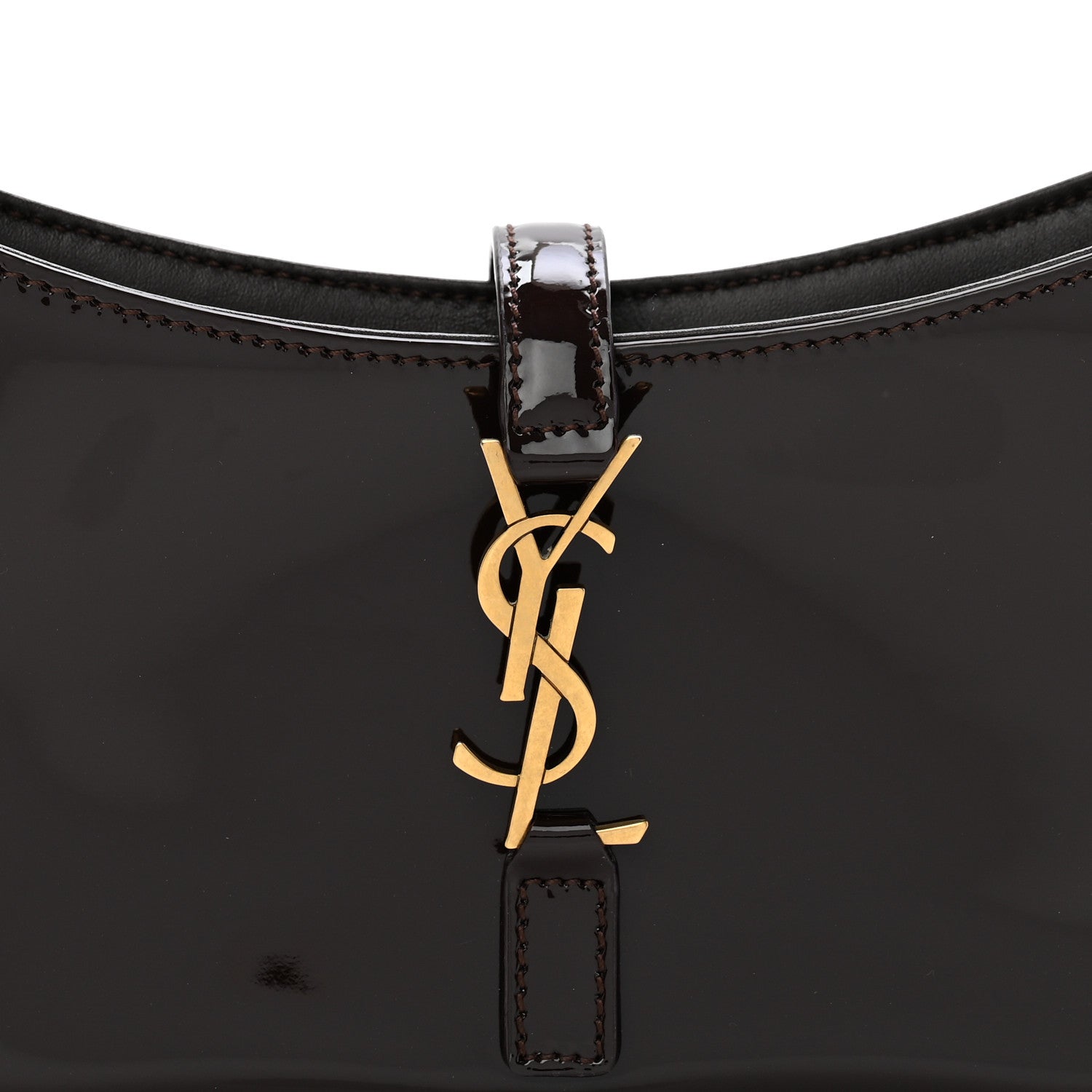 Saint Laurent Patent Calfskin Le 5 A 7 Mini Hobo Spicy Chocolate 7 of 12