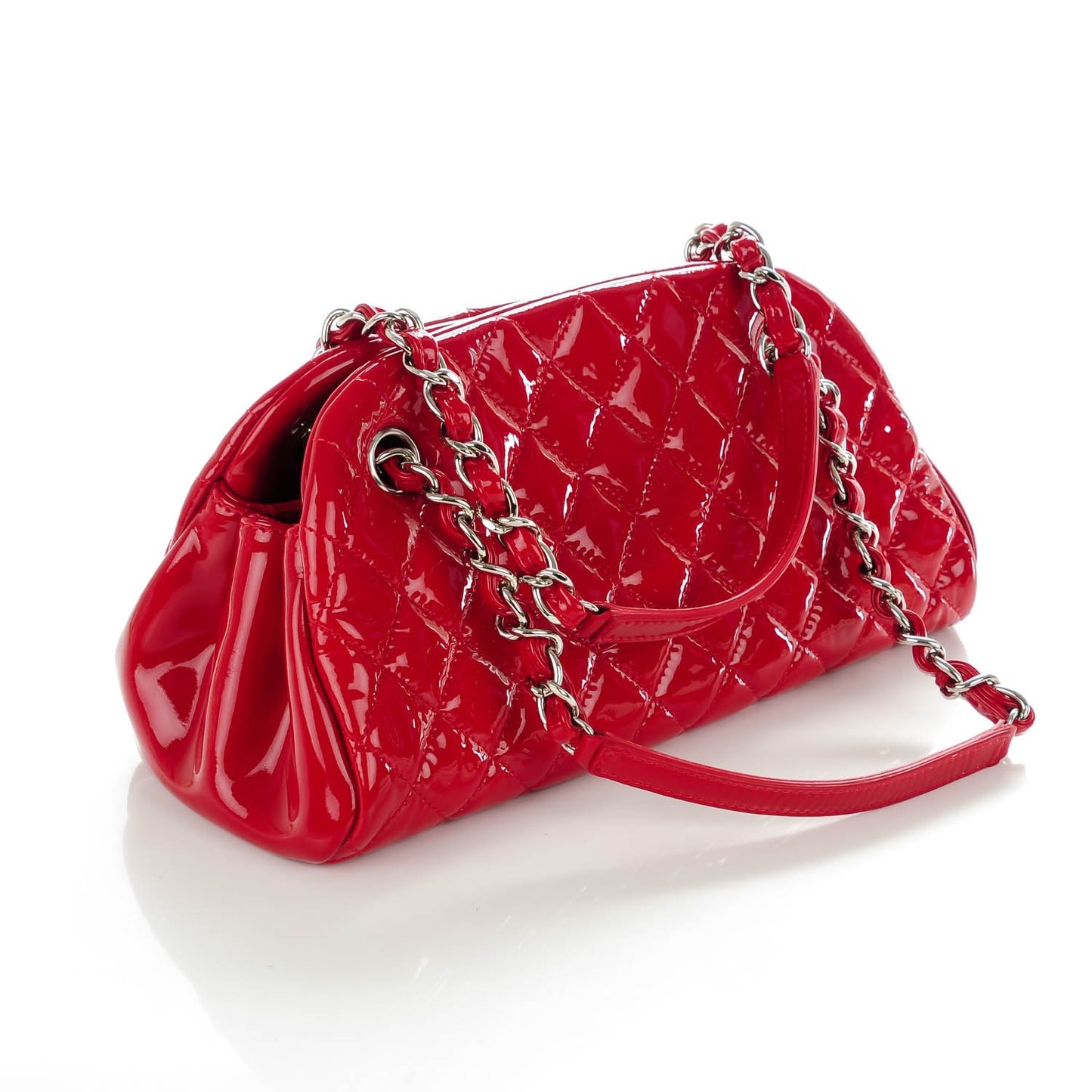 Patent Quilted Small Just Mademoiselle Bowling Bag Red
