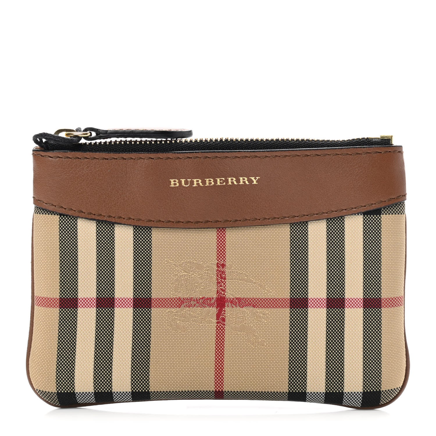Burberry Haymarket Check Zip Pouch Tan 1 of 7