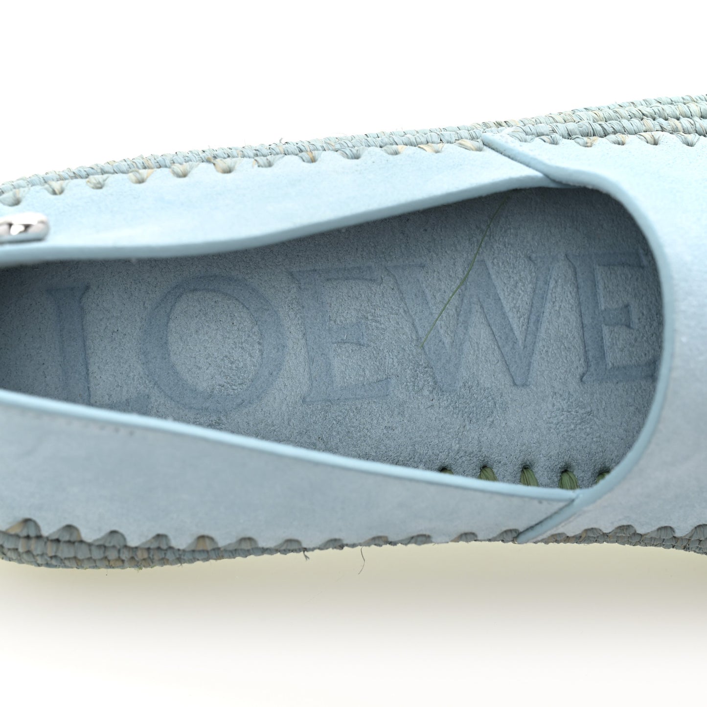 Suede Raffia Rio Slippers 37 Light Blue
