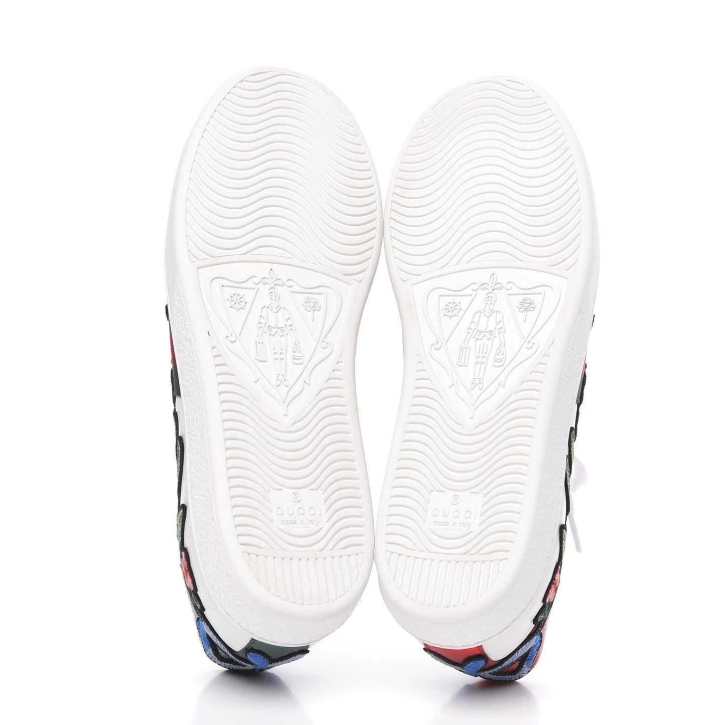 Calfskin Web Floral Embroidered Womens Ace Sneakers 39.5 White