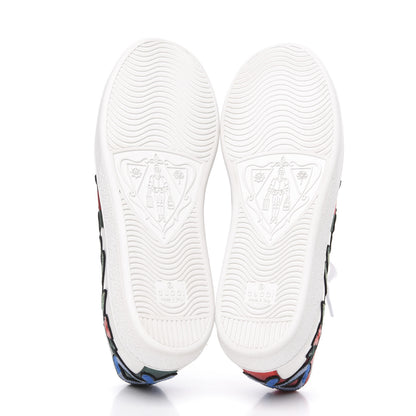 Gucci Calfskin Web Floral Embroidered Womens Ace Sneakers 39.5 White 5 of 10