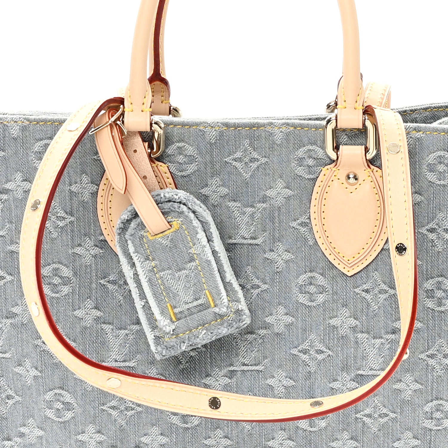 Louis Vuitton Monogram Denim Onthego MM Washed Gray 7 of 9