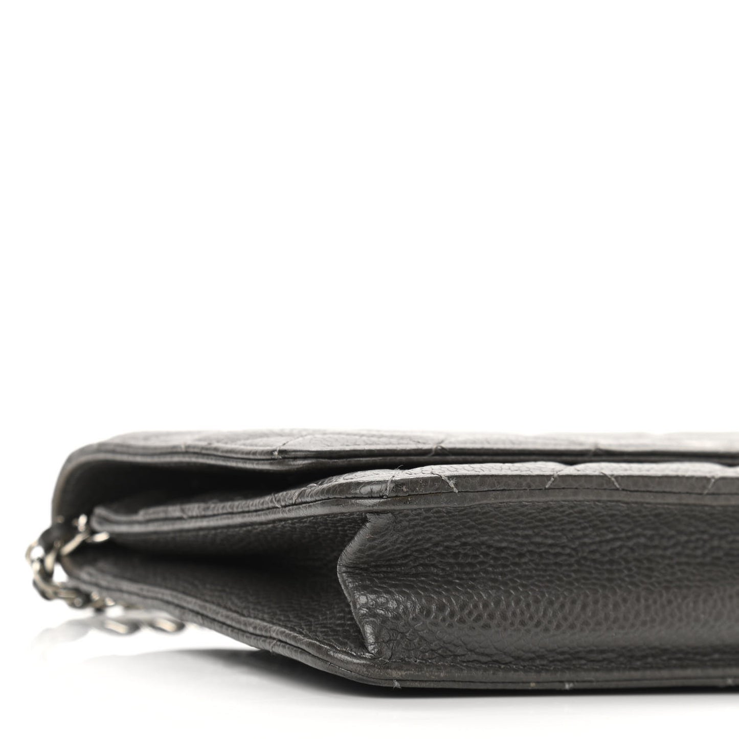Caviar Quilted Wallet On Chain WOC Dark Grey