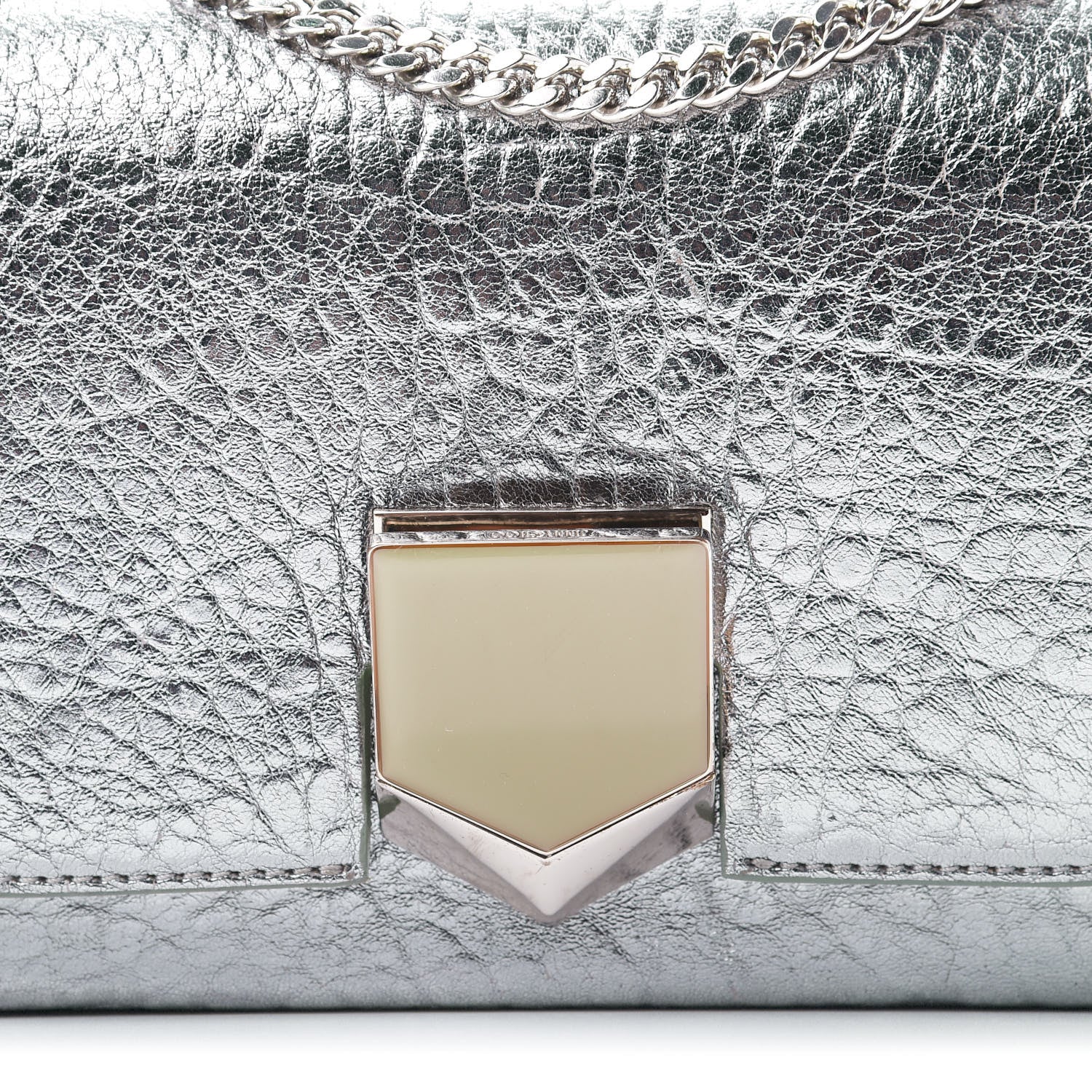Jimmy Choo Metallic Grainy Calfskin Lockett Petite Shoulder Bag Platinum 10 of 10