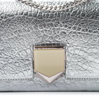 Jimmy Choo Metallic Grainy Calfskin Lockett Petite Shoulder Bag Platinum 10 of 10