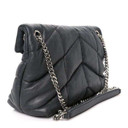 Saint Laurent Lambskin Quilted Small Loulou Puffer Monogram Chain Satchel Storm 3 of 11