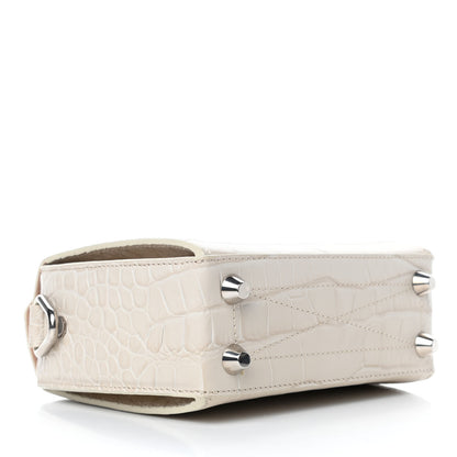 Alexander McQueen Calfskin Crocodile Embossed Box Shoulder Bag 16 Cream 3 of 4