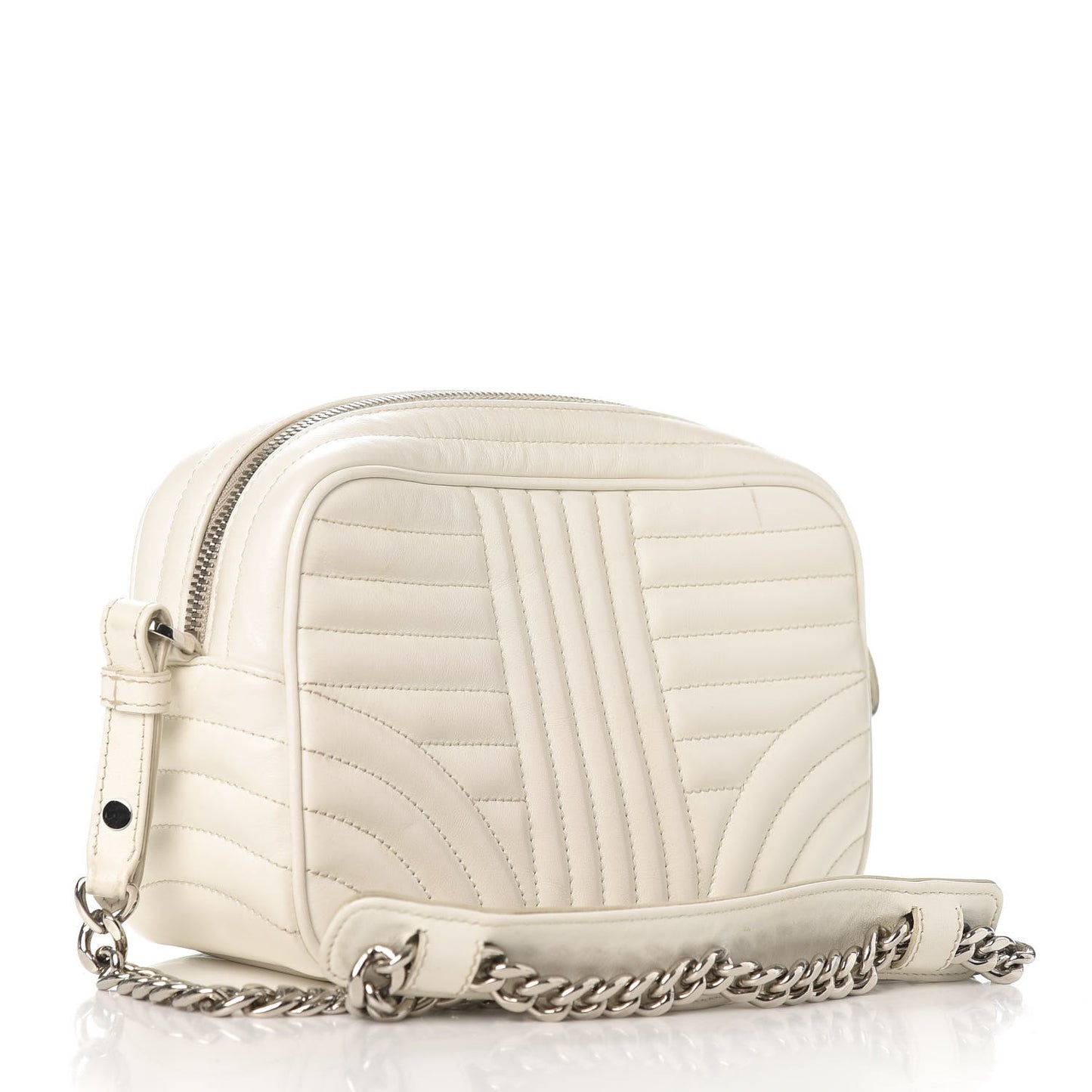 Soft Calfskin Diagramme Crossbody Bag White