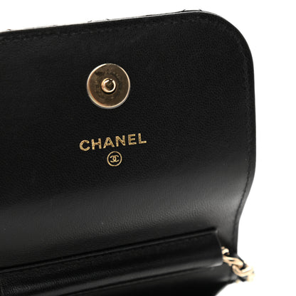 Chanel Lambskin Quilted Mini Camellia Bow Phone Holder Black 6 of 11