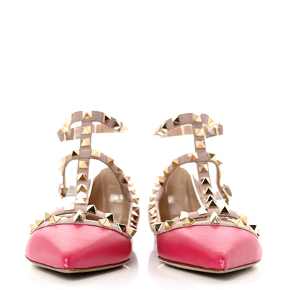 Valentino Garavani Calfskin Nappa Rockstud Cage Ballerina Flats 40 Cyclamin Poudre 2 of 14