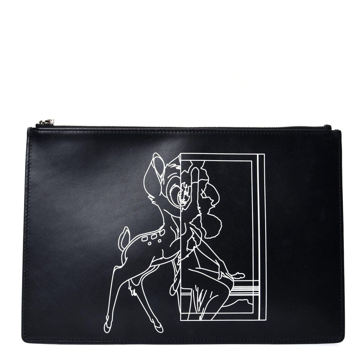 Givenchy Calfskin Bambi Print Medium Cosmetic Pouch Black 1 of 4