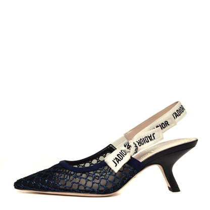 Christian Dior Resille Lambskin Ribbon J'Adior Slingback 65mm Pumps 35 Indigo Blue 1 of 12