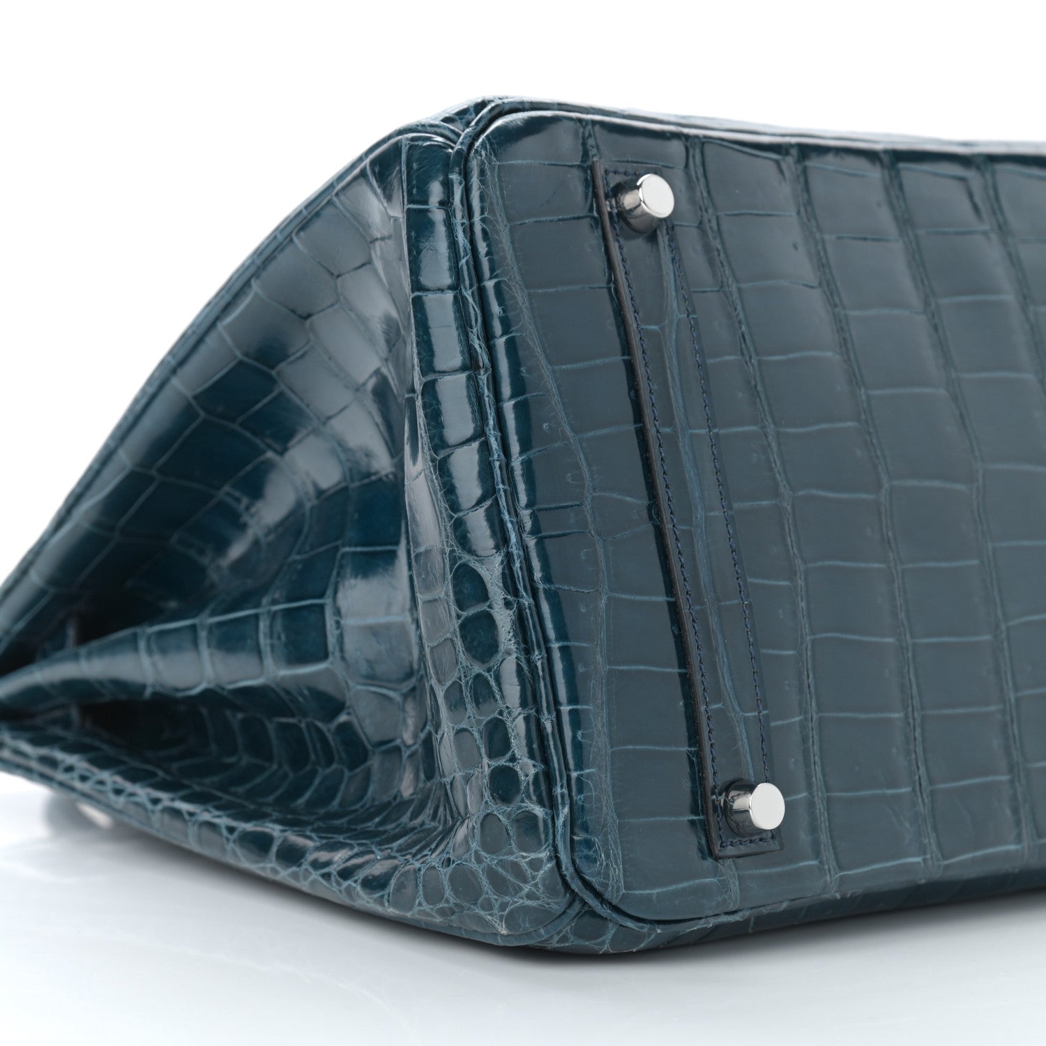 Hermes Shiny Porosus Crocodile Birkin 35 Bleu Roi 9 of 11