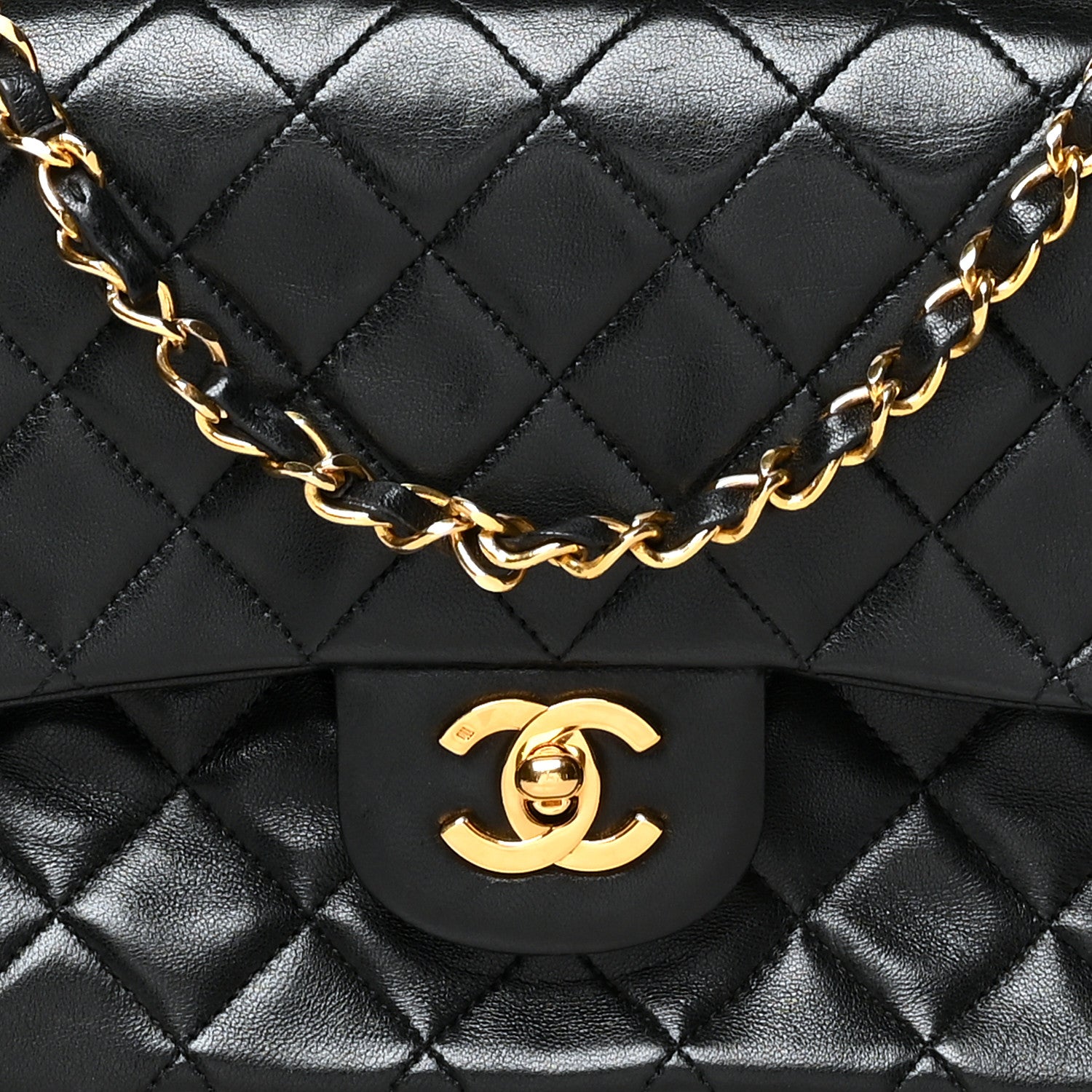 Chanel Lambskin Quilted Medium Double Flap Black 8 of 10