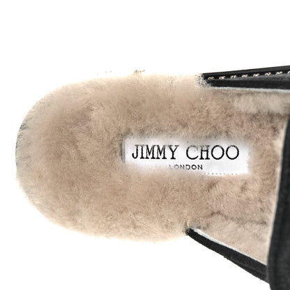 Jimmy Choo Suede Shearling Ronnie Flat Mules 40 Tan Black 9 of 9