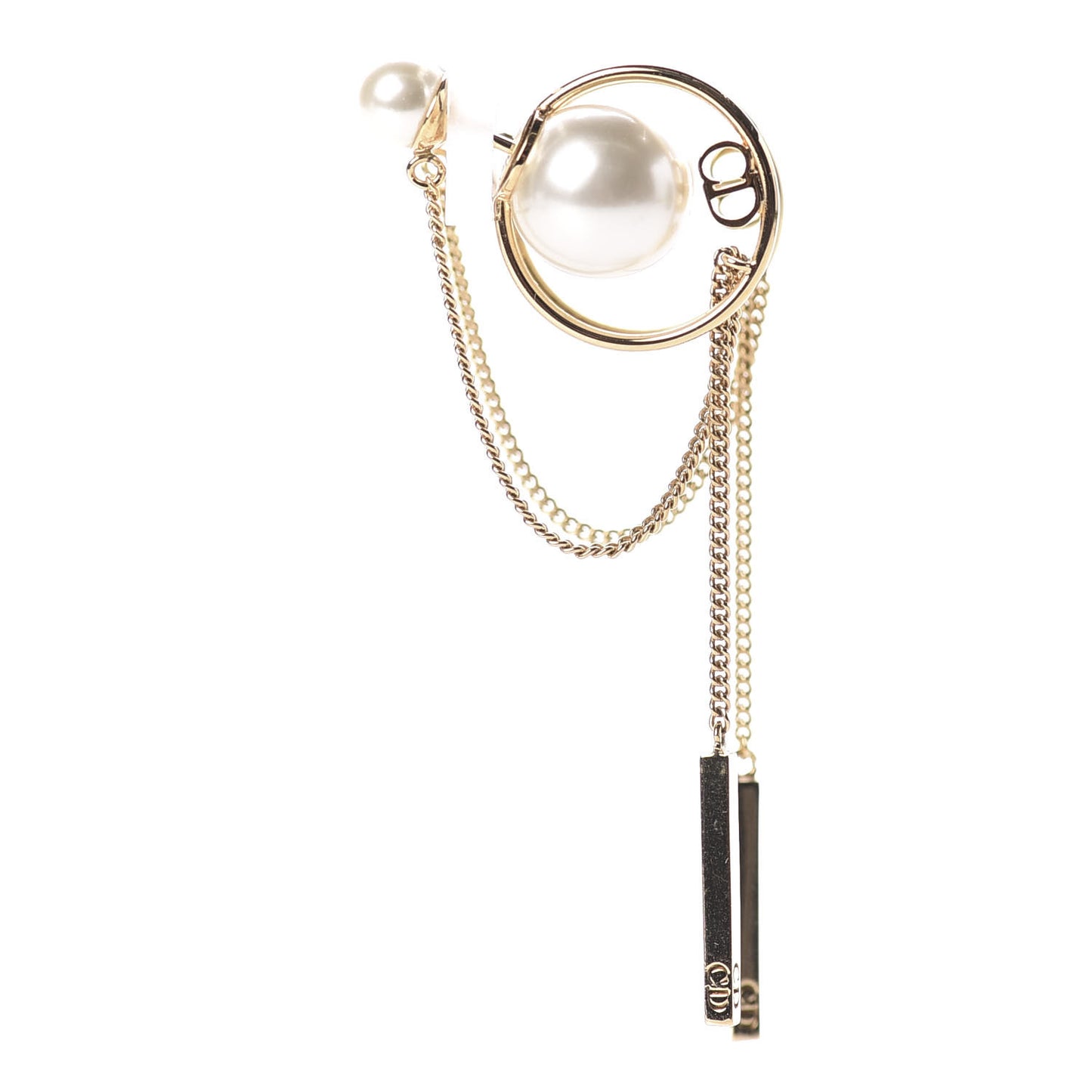 Pearl Tribales Dangle Chain Earrings Gold