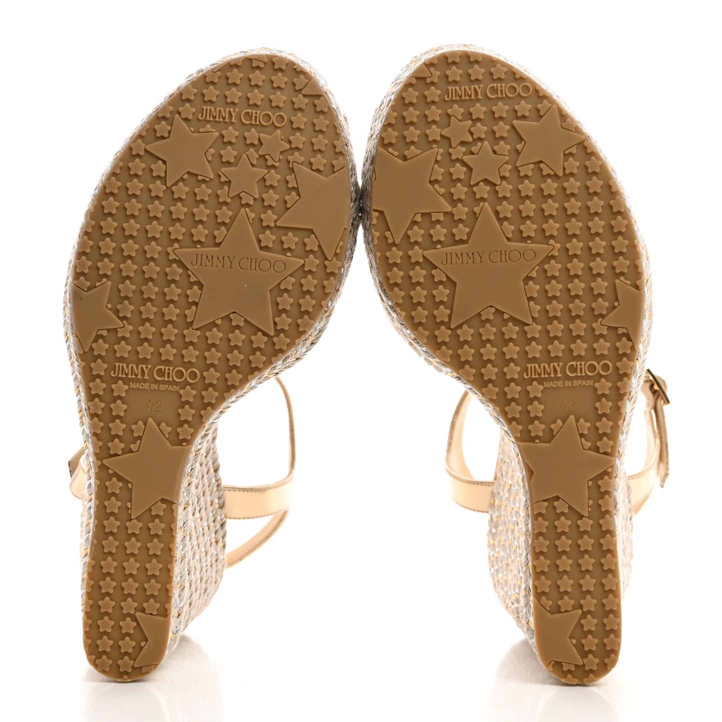 Metallic Raffia 120 Wedge Sandals 42 Gold