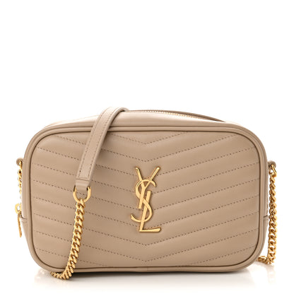 Saint Laurent Calfskin Matelasse Monogram Mini Lou Camera Bag Dark Beige 1 of 10