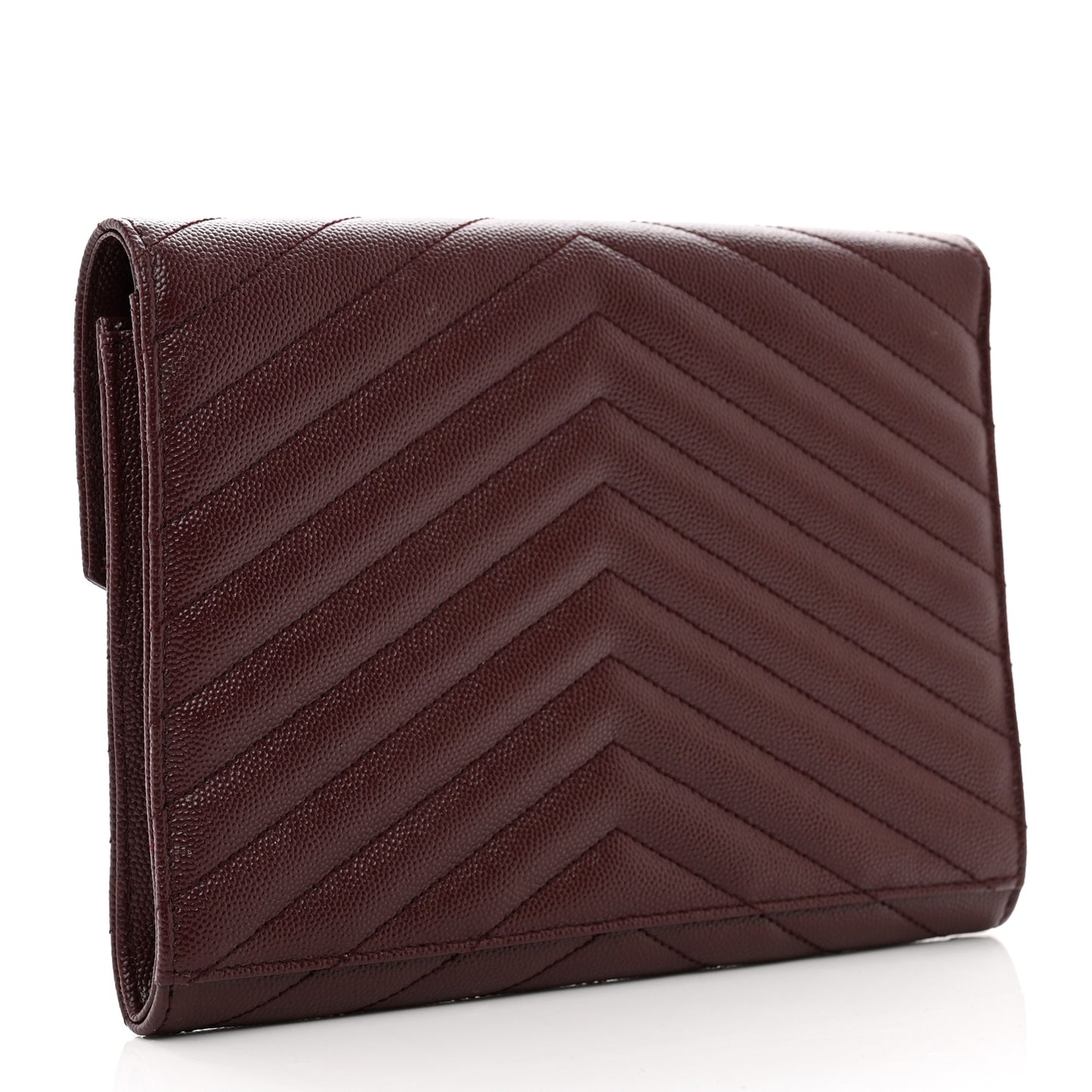 Grain De Poudre Matelasse Chevron Monogram Envelope Clutch Palissandre