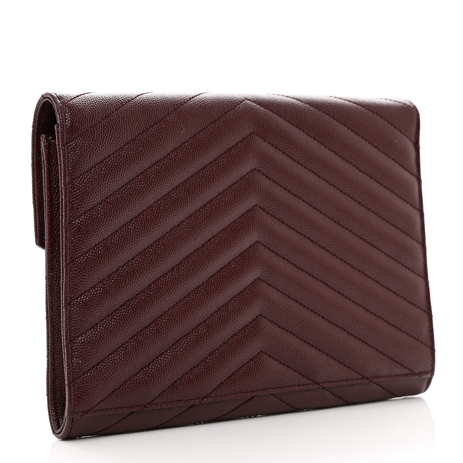 Saint Laurent Grain De Poudre Matelasse Chevron Monogram Envelope Clutch Palissandre 3 of 8