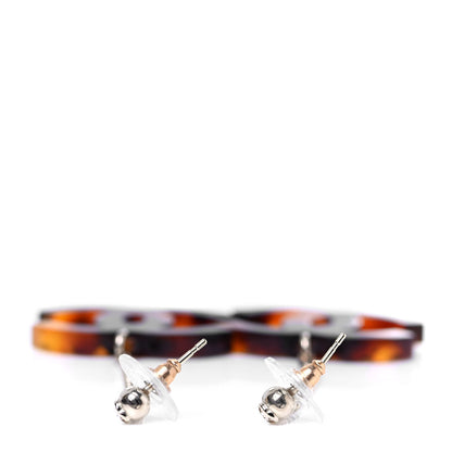 Chanel CC Crystal Drop Earrings Tortoise 3 of 4